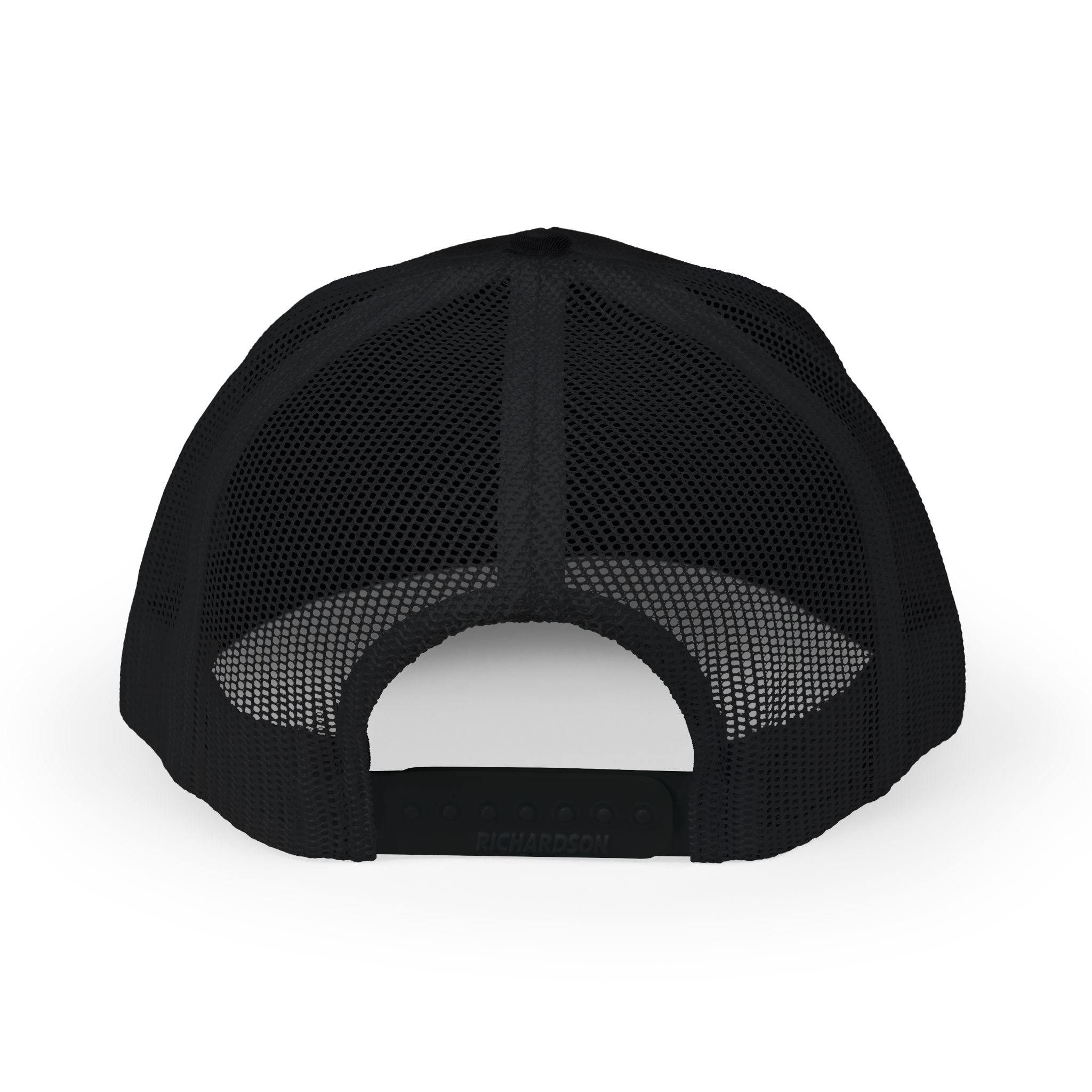 Legacy Snapback Trucker Cap – Black/White Embroidered Logo Mesh Hat