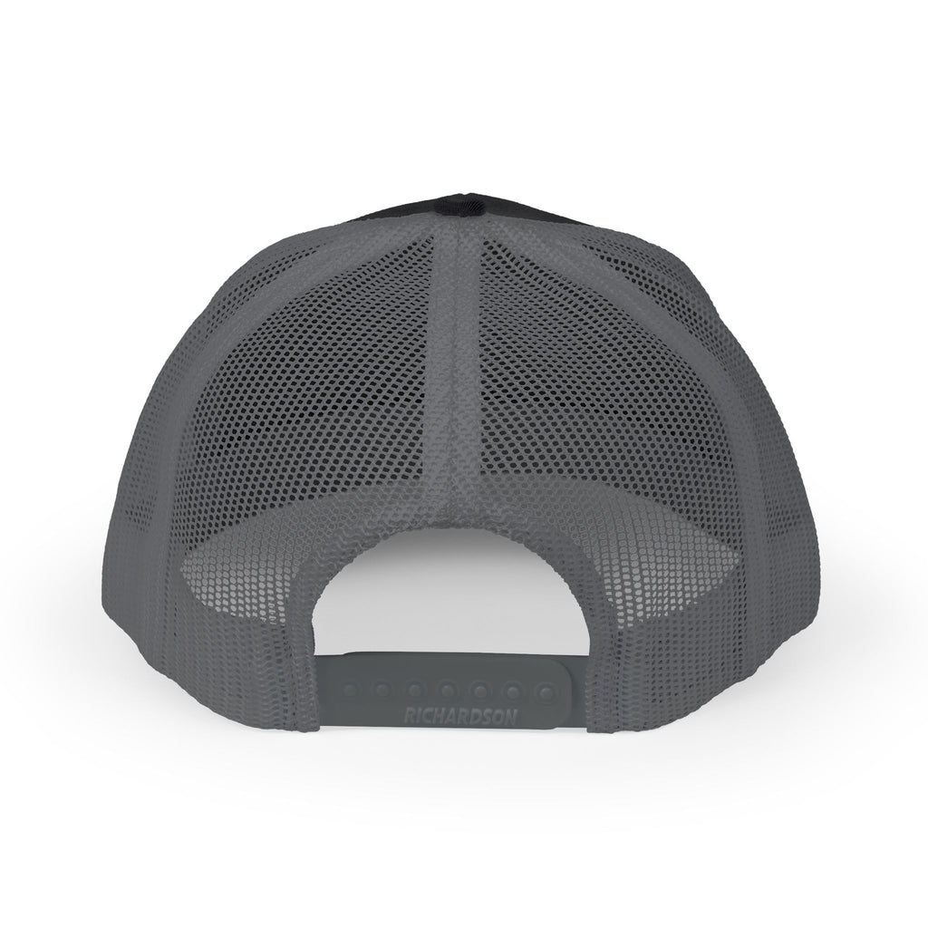 Legacy Snapback Trucker Cap – Black/White Embroidered Logo Mesh Hat