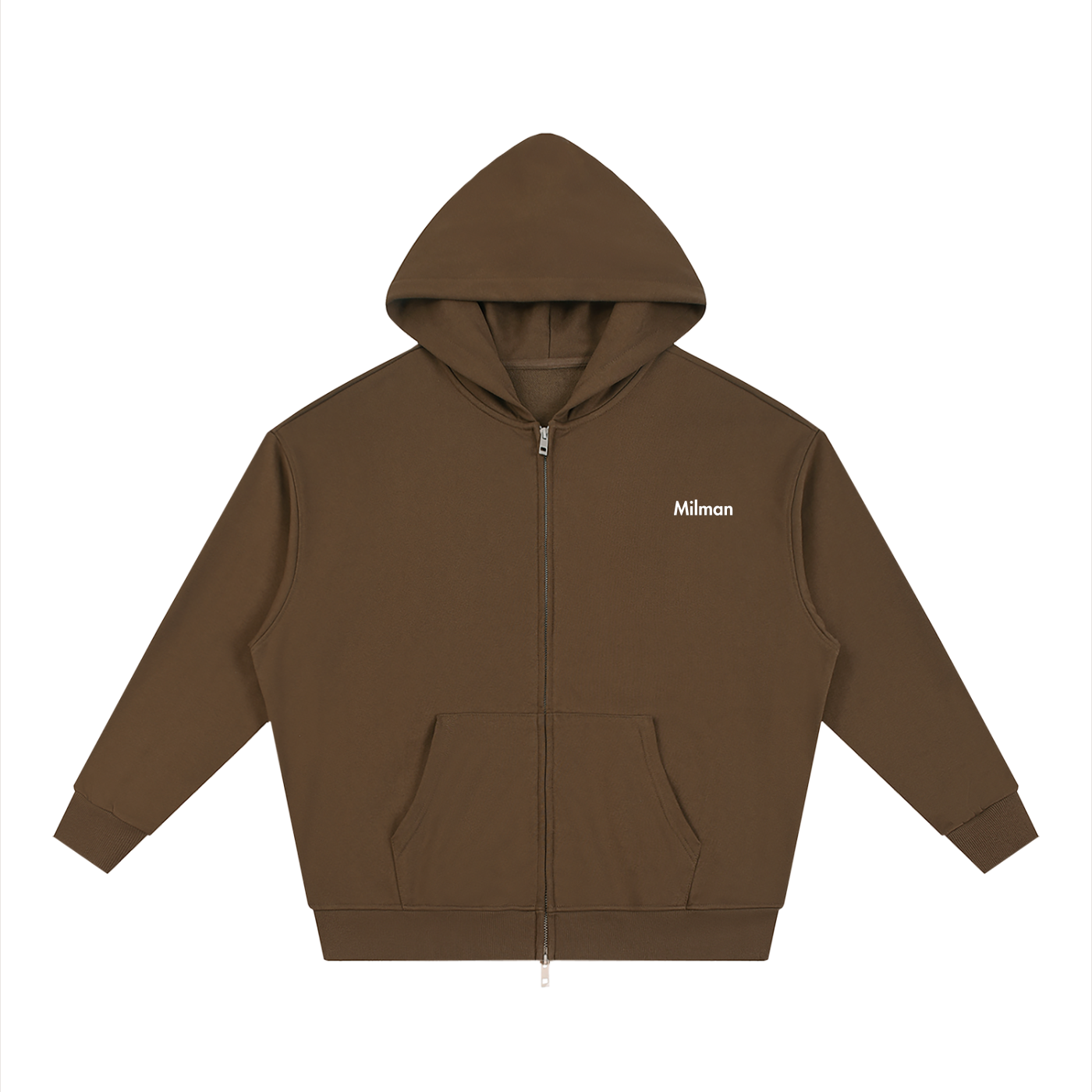 Unisex Loose Solid Full Zip Hoodie