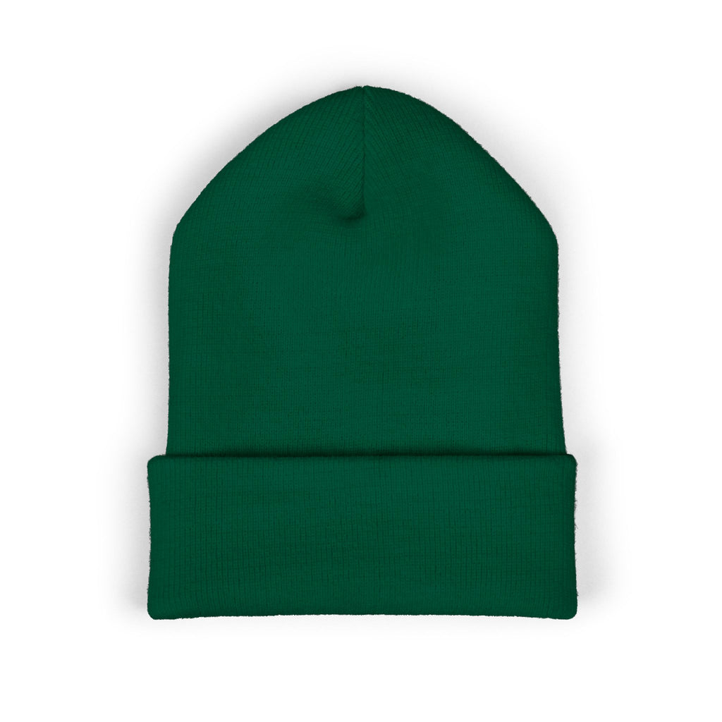 Embroidered LGC Cuffed Beanie — Olive Knit Winter Hat
