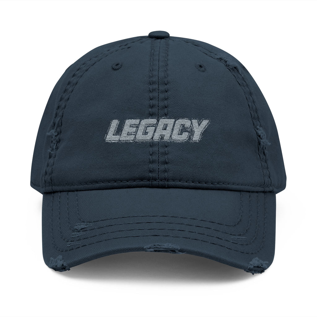 Distressed Embroidered 'Legacy' Dad Hat — Vintage Washed Baseball Cap