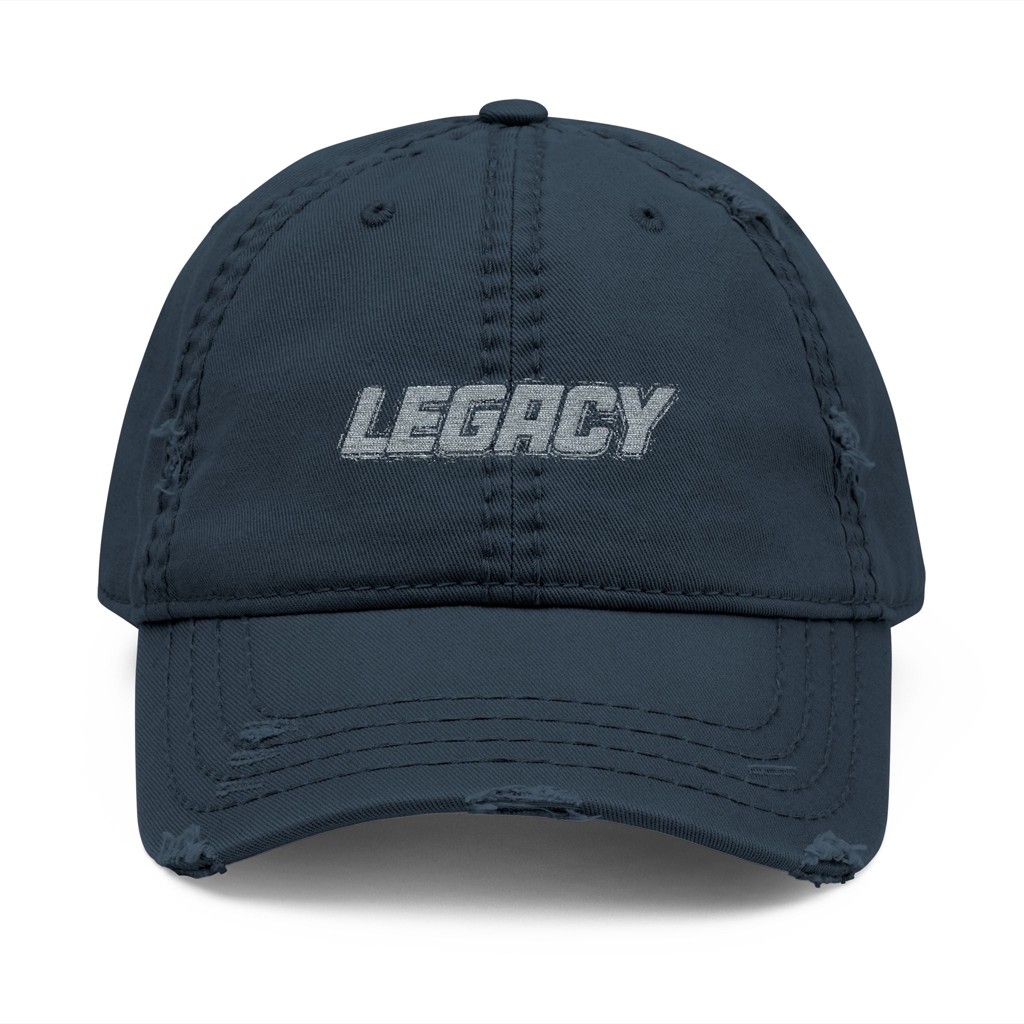 Distressed Embroidered 'Legacy' Dad Hat — Vintage Washed Baseball Cap